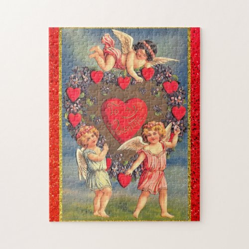 Vintage Valentines Day Holiday Gift  Jigsaw Puzzle
