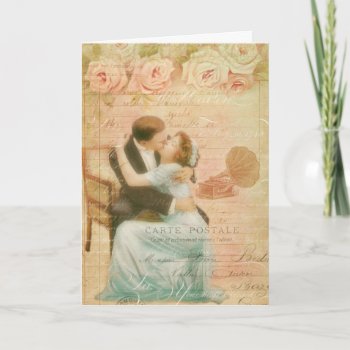 Vintage Valentine's Day Kissing Couple Collage Holiday Card by red_dress at Zazzle