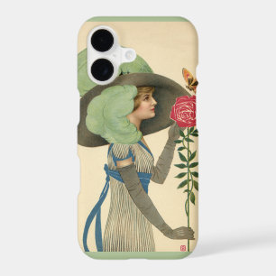 Vintage Valentine's Day, Lady Red Rose Butterfly iPhone 17 Case