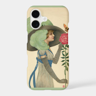 Vintage Valentine's Day, Lady Red Rose Butterfly iPhone 17 Case