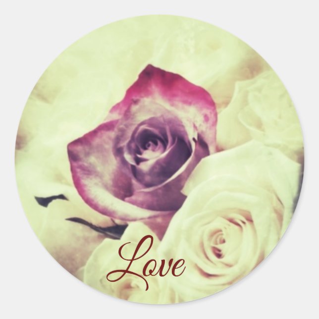 Vintage Valentine's Day Love Classic Round Sticker (Front)
