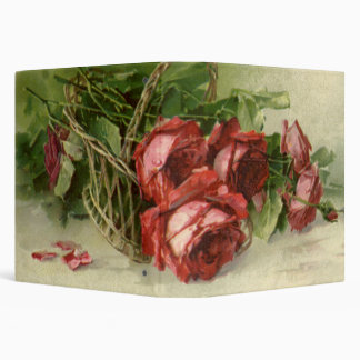Vintage Valentine's Day Love, Crimson Red Roses 3 Ring Binder