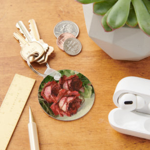 Vintage Valentine's Day Love, Crimson Red Roses Keychain