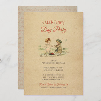 Vintage Valentine's Day Old Fashioned Party Cute Invitation