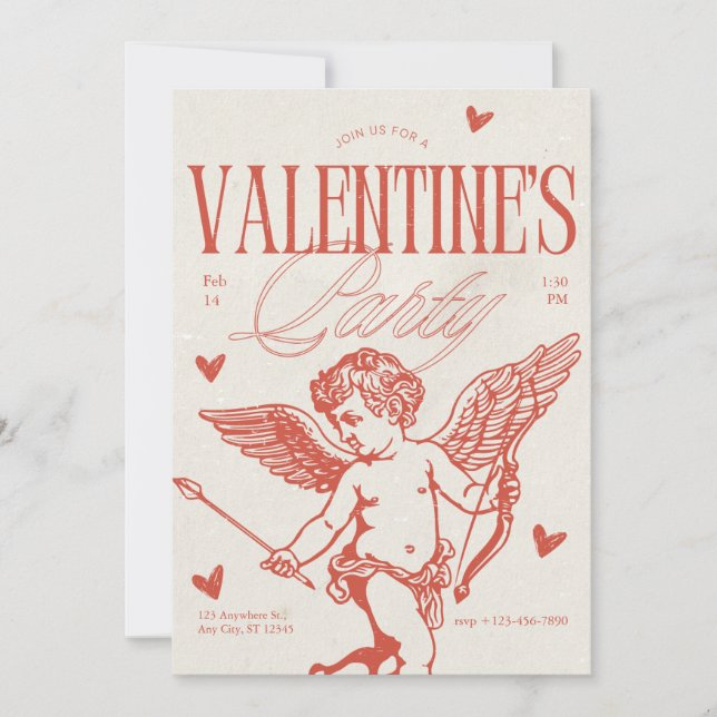 Vintage Valentine's Day Party Card (Front)