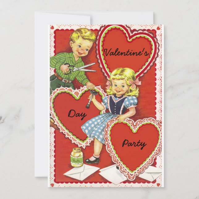 Vintage Valentines Day Party Invitation (Front)