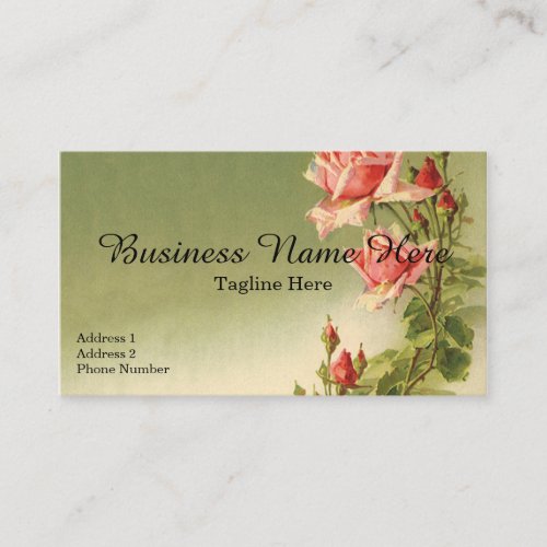 Vintage Valentines Day Pink Victorian Garden Rose Business Card