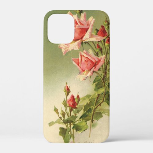 Vintage Valentines Day Pink Victorian Garden Rose iPhone 12 Mini Case