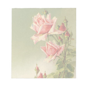 Vintage Valentine's Day Pink Victorian Garden Rose Notepad