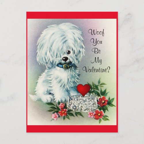 Vintage Valentines Day Puppy Holiday Postcard