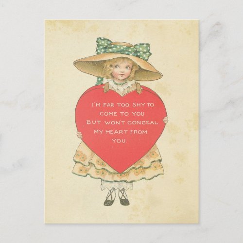 Vintage Valentines Day Red Heart Secret Admirer Holiday Postcard