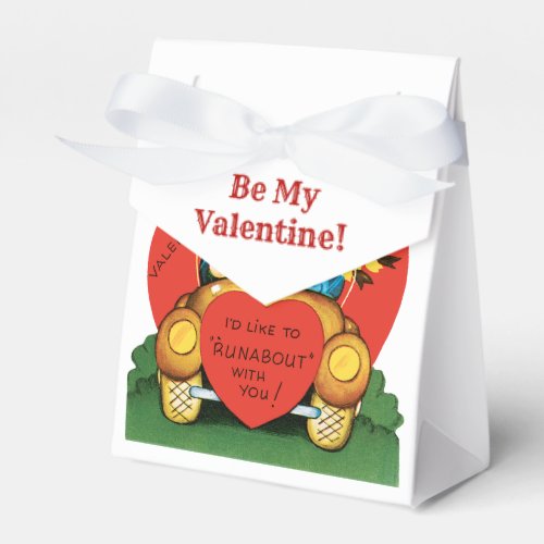 Vintage Valentines Day Retro Girl and Boy in Car Favor Boxes