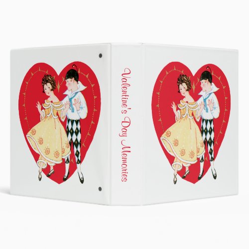 Vintage Valentines Day Retro Harlequin and Heart 3 Ring Binder