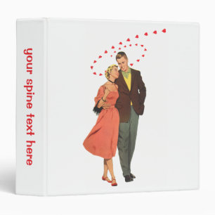 Vintage Valentine's Day, Romantic Floating Hearts 3 Ring Binder