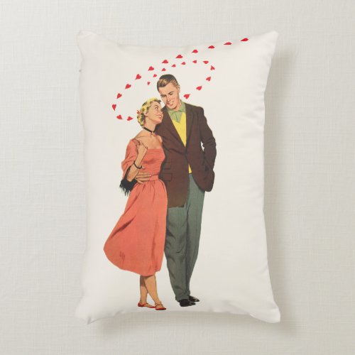 Vintage Valentines Day Romantic Floating Hearts Accent Pillow