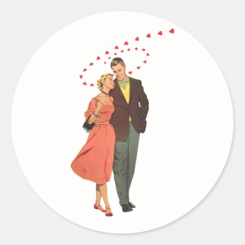 Vintage Valentines Day Romantic Floating Hearts Classic Round Sticker