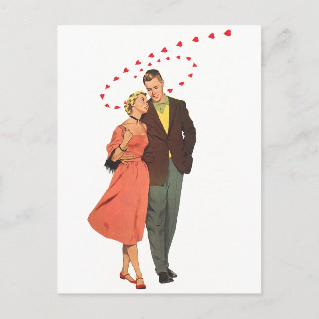 Vintage Valentine's Day, Romantic Floating Hearts Holiday Postcard (Front)