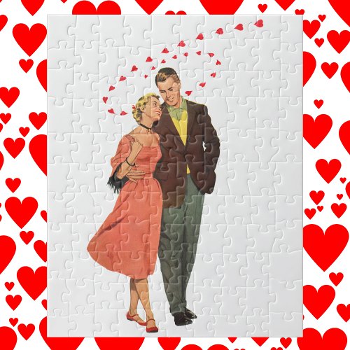 Vintage Valentines Day Romantic Floating Hearts Jigsaw Puzzle