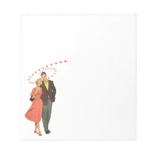 Vintage Valentine's Day, Romantic Floating Hearts Notepad