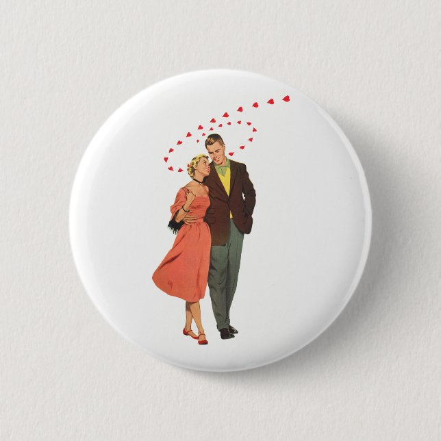 Vintage Valentine's Day, Romantic Floating Hearts Pinback Button (Front)