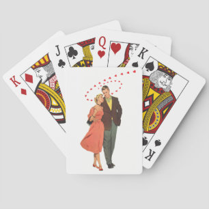 Vintage Valentine's Day, Romantic Floating Hearts Poker Cards