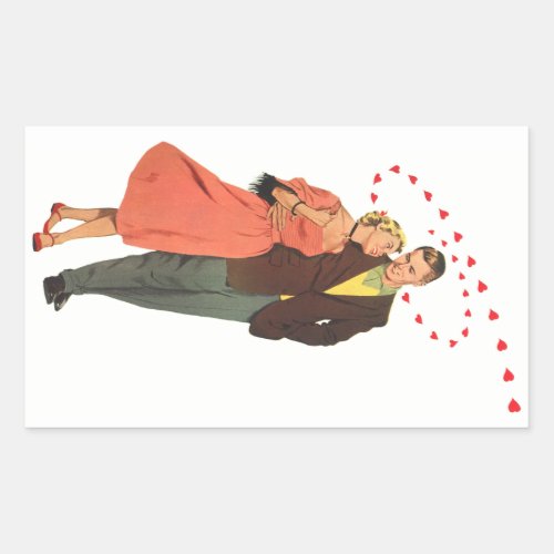 Vintage Valentines Day Romantic Floating Hearts Rectangular Sticker