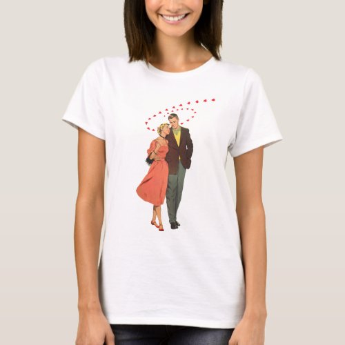 Vintage Valentines Day Romantic Floating Hearts T_Shirt