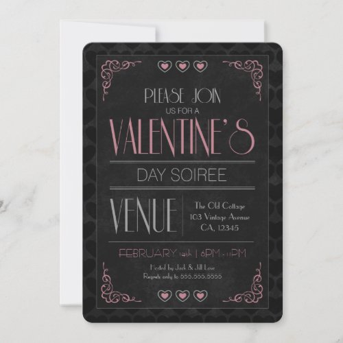 Vintage Valentines Day Soiree Party Invitations