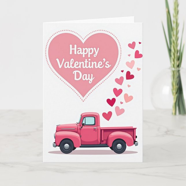 Vintage Valentines Day Truck Card (Front)