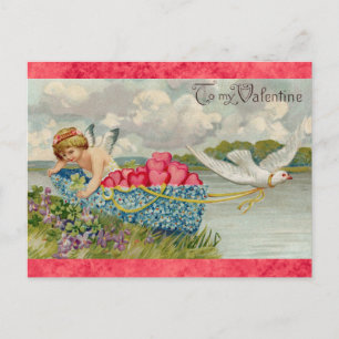 Vintage Valentines Day Victorian Angel Heart Postcard