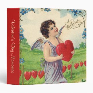 Vintage Valentines Day, Victorian Angel with Heart 3 Ring Binder