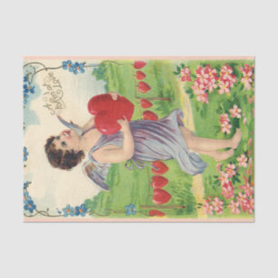 Vintage Valentines Day, Victorian Angel with Heart Tissue Paper
