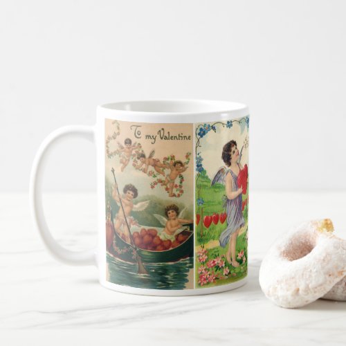 Vintage Valentines Day Victorian Angels Hearts Coffee Mug