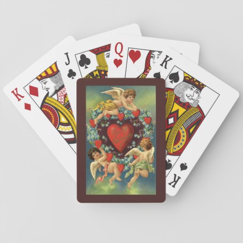 Vintage Valentines Day Victorian Angels Hearts Poker Cards