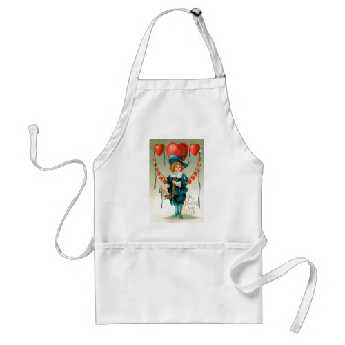 Vintage Valentines Day Victorian Boy with Hearts Adult Apron