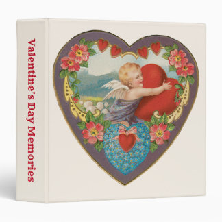 Vintage Valentine's Day, Victorian Cherub Hearts 3 Ring Binder