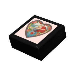 Vintage Valentine's Day, Victorian Cherub Hearts Jewelry Box
