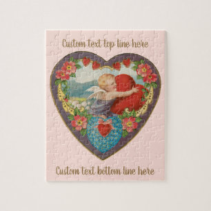 Vintage Valentine's Day, Victorian Cherub Hearts Jigsaw Puzzle