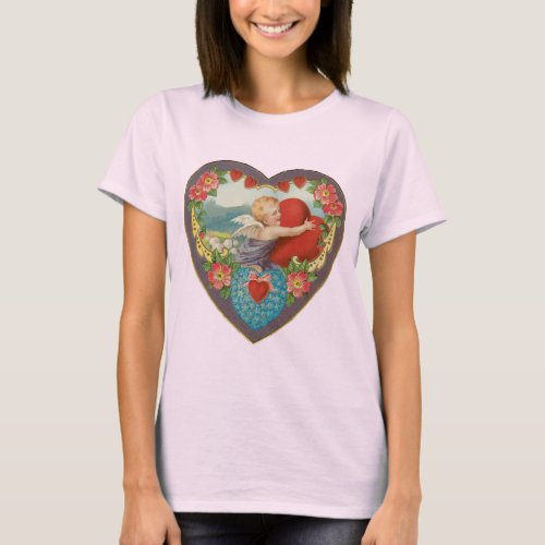 Vintage Valentines Day Victorian Cherub Hearts T_Shirt