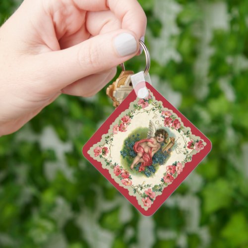 Vintage Valentines Day Victorian Cherub on Phone Keychain