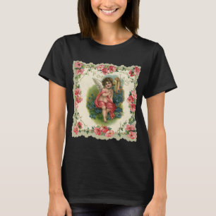 Vintage Valentine's Day Victorian Cherub on Phone T-Shirt