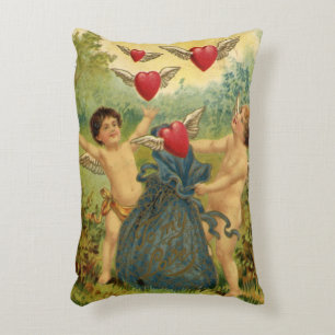 Vintage Valentine's Day, Victorian Cherubs Hearts Accent Pillow