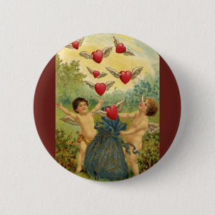 Vintage Valentine's Day, Victorian Cherubs Hearts Button