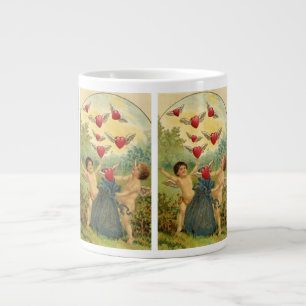 Vintage Valentine's Day, Victorian Cherubs Hearts Giant Coffee Mug