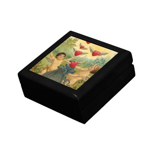 Vintage Valentines Day Victorian Cherubs Hearts Gift Box