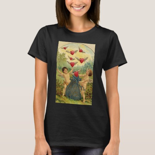 Vintage Valentines Day Victorian Cherubs Hearts T_Shirt