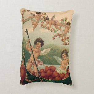 Vintage Valentine's Day, Victorian Cherubs in Boat Accent Pillow