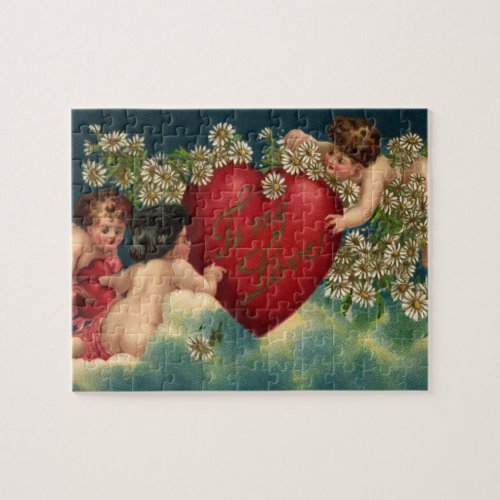 Vintage Valentines Day Victorian Cherubs in Heaven Jigsaw Puzzle