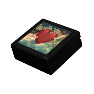 Vintage Valentines Day Victorian Cherubs in Heaven Keepsake Box