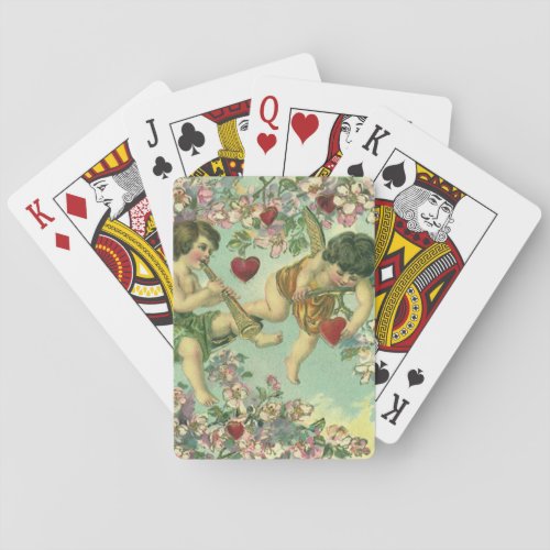 Vintage Valentines Day Victorian Cupids Heart Tree Playing Cards